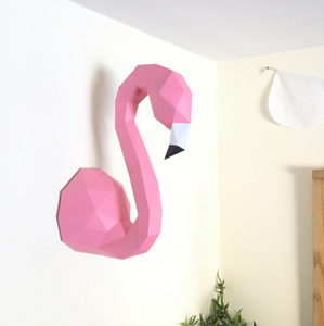 DIY d'origami en papier 3D - Flamant rose