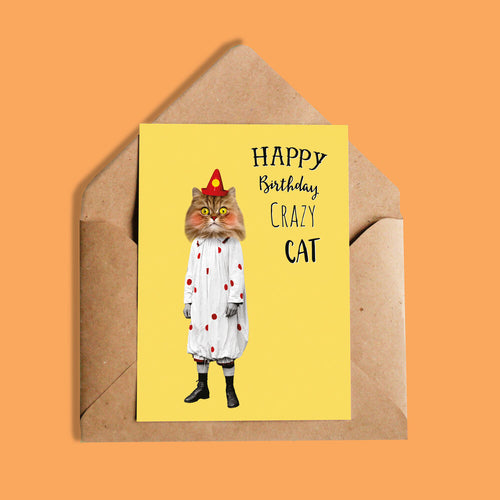 Carte | Happy birthday crazy cat
